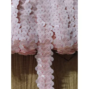 Krajka Flitrový prýmek elastický šíře 20 mm pudrový