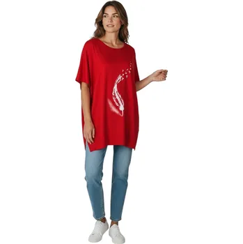 Dámská halenka Dámská nadměrná halenka s krátkým rukávem GARA Barva: Červená