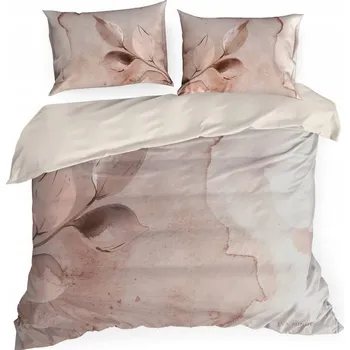 Povlečení Povlečení ARLO 160x200 + 70x80 makosatén bílá béžová s výšivkou