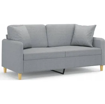 Pohovka Dvojmístná pohovka s polštáři, světle šedá, 140 cm, látková
