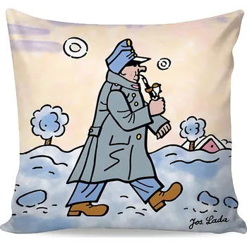 Polštář Dětský povlak na polštářek JOSEF LADA ŠVEJK S FAJFKOU, béžový, 40x40cm