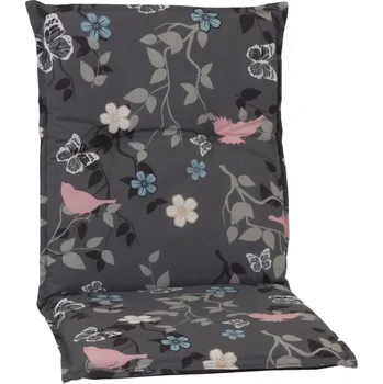Podsedák Sada 2 polštářů Hem s nízkým opěradlem Bregenz, šedá s květinami | 18984
