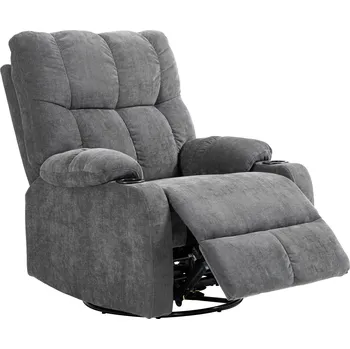 Křeslo HOMCOM polohovací křeslo s podnožkou, polohovací křeslo, otočné, do 150 kg, ocelový rám, 88x96x108cm, tmavě šedá barva