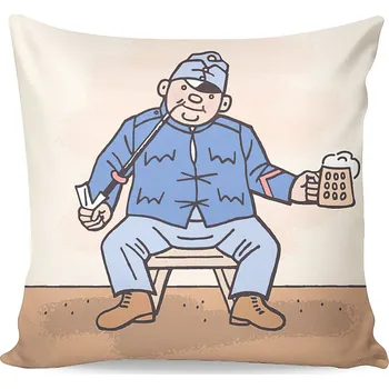 Polštář Dětský povlak na polštářek JOSEF LADA ŠVEJK, béžový, 40x40cm