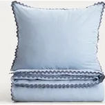 Pościel | VELA | bawełniana z ozdobną lamówką niebieska | 160x200 + 2*70x80 cm | 768330