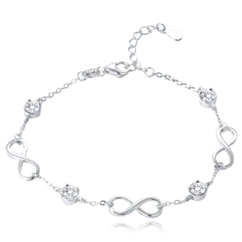 Náramek MINET Stříbrný náramek nekonečno se zirkony