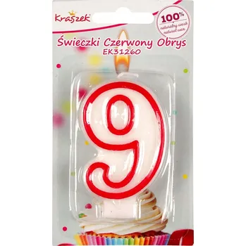 Dortová svíčka Svíčka Červený Obrys "9"