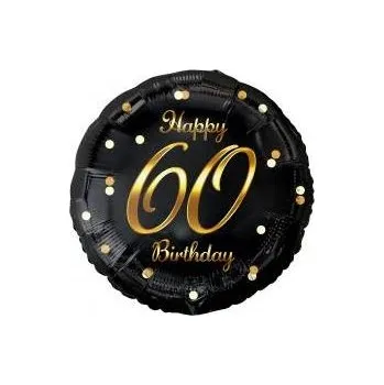 Balónek Fóliový balónek černý 60 HAPPY BIRTHDAY zlatý 45 cm