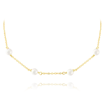 Náhrdelník MINET Pozlacený stříbrný náhrdelník s přírodními perlami JMAS7029GN45