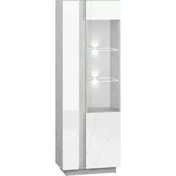Vinotéka Vitrína Lumens 78 cm, bílá / beton 201x69x40 cm