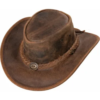 Klobouk Kožený hnědý western klobouk - Crazy Horse Velikost: 57 cm (M)