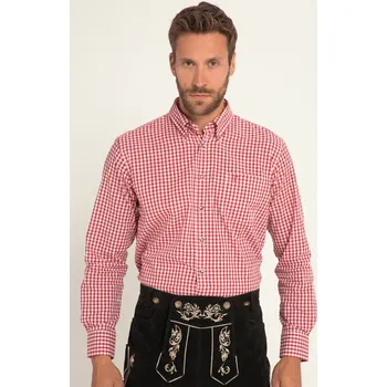 Pánská košile JP1880, Plus size Kostkovaná košile, tradiční móda, dlouhé rukávy, límeček s knoflíky, Modern střih, do 8 XL pro plnoštíhlé nadměrná velikost, 748509520-1452, červený, 3XL, Plus size oblečení, Oblečení pro vysoké muže, Nadměrné velikosti, Oblečení pro pln