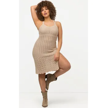 Dámské šaty Ulla Popken, Plus size Háčkované šaty, výstřih do V, špagetová ramínka, bez rukávů pro plnoštíhlé nadměrná velikost, 818818150-1130, žlutý, 50/52, Nadměrné velikosti, Plus size oblečení, Oblečení pro boubelky, Oblečení pro baculky, Oblečení pro plnoštíhlé