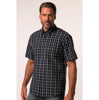 Pánská košile JP1880, Plus size Kostkovaná košile JP1880, krátké rukávy, seersucker, límeček s knoflíky, Modern střih, do 8XL pro plnoštíhlé nadměrná velikost, 837810130-1452, modrý, 3XL, Plus size oblečení, Oblečení pro vysoké muže, Nadměrné velikosti, Oblečení pro pl