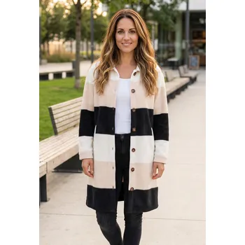 Dámská mikina Dámský kabát KIXMI VENYA SVĚTLE BÉŽOVÁ XXL