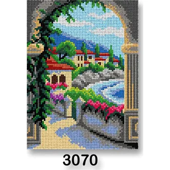 Vyšívací vzor Vyšívací předloha, obrázek na vyšívání 70246/3070 pohlednice z dovolené, modrá, 18x24cm