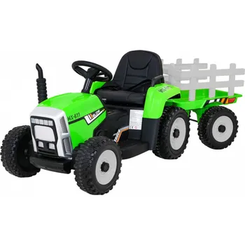 Dětské elektrovozidlo HračkyZaDobréKačky Elektrický traktor s přívěsem, 2.4GHz zelený