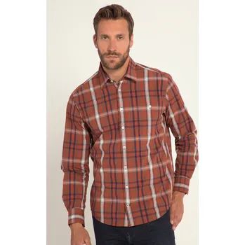 Pánská košile JP1880, Plus size Kostkovaná košile, dlouhé rukávy, Kent límeček, Modern střih pro plnoštíhlé nadměrná velikost, 820467660-1460, oranžový, XXL, Plus size oblečení, Oblečení pro vysoké muže, Nadměrné velikosti, Oblečení pro plnoštíhlé.
