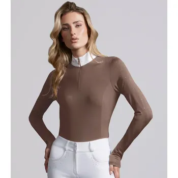 Dámské tričko Premier Equine Cristalli Mocha Latte Hnědá 44