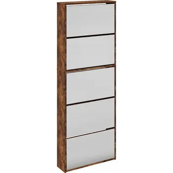 Botník Botník se zrcadlem, kouřový dub, 63 x 17 x 169,5 cm