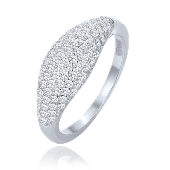 Souprava šperků MINET Stříbrný prsten kapka s bílými zirkony vel. 60