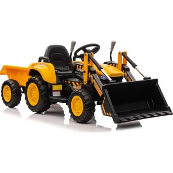 Dětské elektrovozidlo LEAN CARS Nabíjecí traktor s lžící BW-X002A žlutá