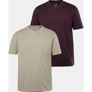 Pánské tričko JP1880, Plus size Tričko, kolekce Basic, 2-balení, výstřih do V, krátké rukávy, do 8 XL pro plnoštíhlé nadměrná velikost, 711318114-1455, nachový, 6XL, Plus size oblečení, Oblečení pro vysoké muže, Nadměrné velikosti, Oblečení pro plnoštíhlé.