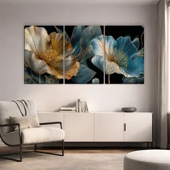 Obraz 3-dílný glamour obraz - Velké květy | DUBLEZ