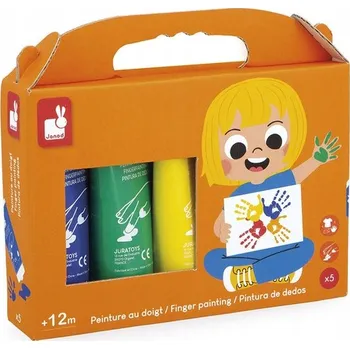 kreativní sada Kreativní sada - Barvy na malování rukama, 5 barev, 12 m+, Janod