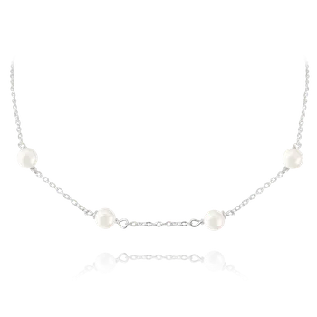 Náhrdelník MINET Stříbrný náhrdelník s přírodními perlami