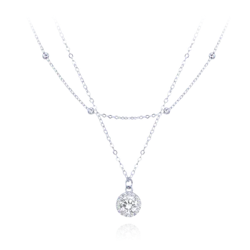 Náhrdelník MINET Dvojitý stříbrný náhrdelník s bílými zirkony