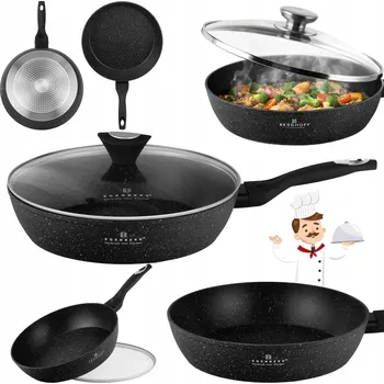 Pánev Tradiční pánev Edenberg 26 cm se skleněnou poklicí, mramorový povrch