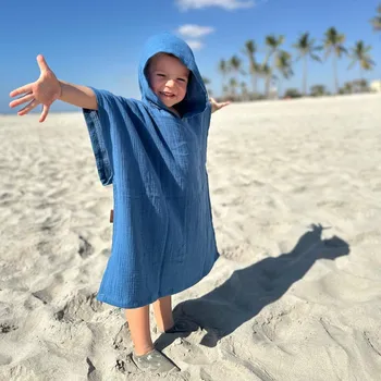 Dětské mušelínové pončo / modré