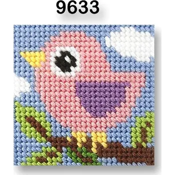 Vyšívací vzor Vyšívací sada s předtištěným motivem 70264/9633 ptáček, růžová, 10,5x10,5cm