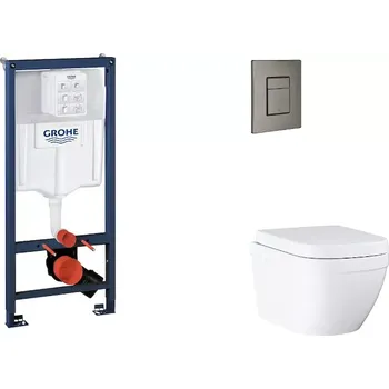 WC sada Grohe Rapid SL - Set předstěnové instalace, klozetu, sedátka SoftClose a tlačítka Skate Cosmopolitan, Triple Vortex, kartáčovaný Hard Graphite SANI11BB5117