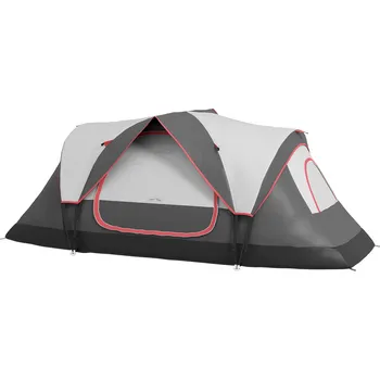 Stan Kempovací stan Outsunny pro 8 osob, síťované okno, 2 místnosti, 2000mm vodoodpudivý skupinový stan