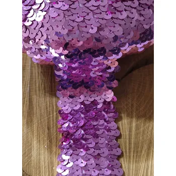 Krajka Flitrový prýmek šíře 45 mm elastický růžový