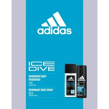 Dárková sada pro muže Adidas Ice Dive, deodorant s přírodním rozprašovačem 75 ml + deodorant ve spreji 150 ml
