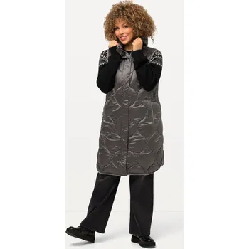 Dámská vesta Ulla Popken, Plus size HYPRAR dlouhá prošívaná vesta, vodoodpudivá, dvoucestný zip pro plnoštíhlé nadměrná velikost, 823065131-1128, šedý, 42/44, Nadměrné velikosti, Plus size oblečení, Oblečení pro boubelky, Oblečení pro baculky, Oblečení pro plnoštíhlé,