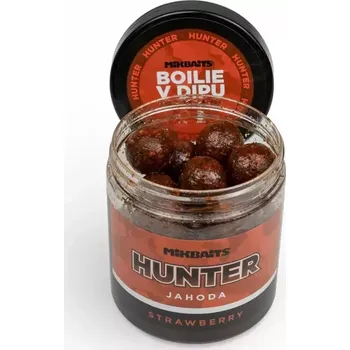 MIKBAITS Hunter boilie v dipu 250ml - Jahoda 24mm