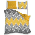 Bavlněné povlečení ELEGANT Ornaments - šedé/žluté - 220x200 cm