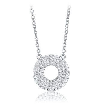 Souprava šperků MINET Luxusní stříbrný náhrdelník kroužek s bílými zirkony