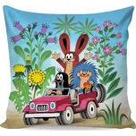 Dětský povlak na polštářek KRTEK V AUTĚ (Krteček), světle modrý, 40x40cm