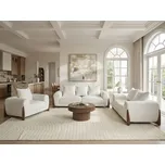 Sedací souprava bílé buklé čalounění dřevěné nohy s područkami obývací pokoj čtecí koutek moderní styl Beliani