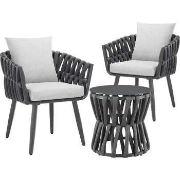 Zahradní sestava TecTake GmbH 406522 sada lugano v provazovém designu, hliníkový rám, šroubovací nohy - sada 2 kusů