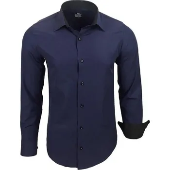 Pánská košile RUSTY NEAL košile pánská R-44 dlouhý rukáv slim fit 3XL tmavě modrá