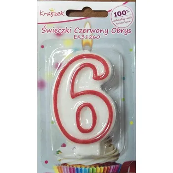 Dortová svíčka Svíčka Červený Obrys "6"