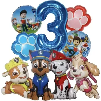Balónek Fóliové balónky - PAW PATROL - TLAPKOVÁ PATROLA - ČÍSLO 3 - 9 ks (Značka: MINISO)