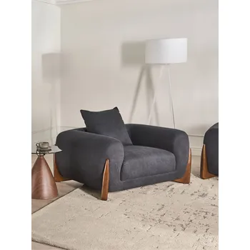 Křeslo Křeslo černé látkové čalounění dřevěné nohy s područkami obývací pokoj čtecí koutek moderní styl Beliani