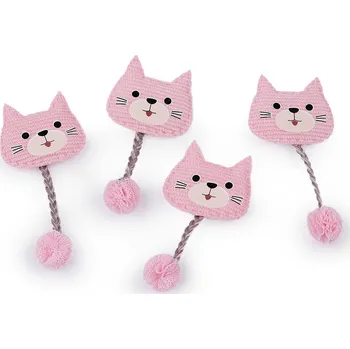 Nášivka Aplikace / nášivka kočka, malé, 2 růžová sv.